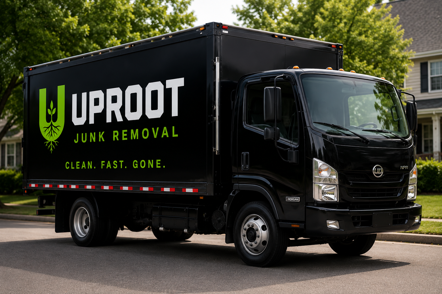 Uproot Junk Removal truck on a Northern Virginia street